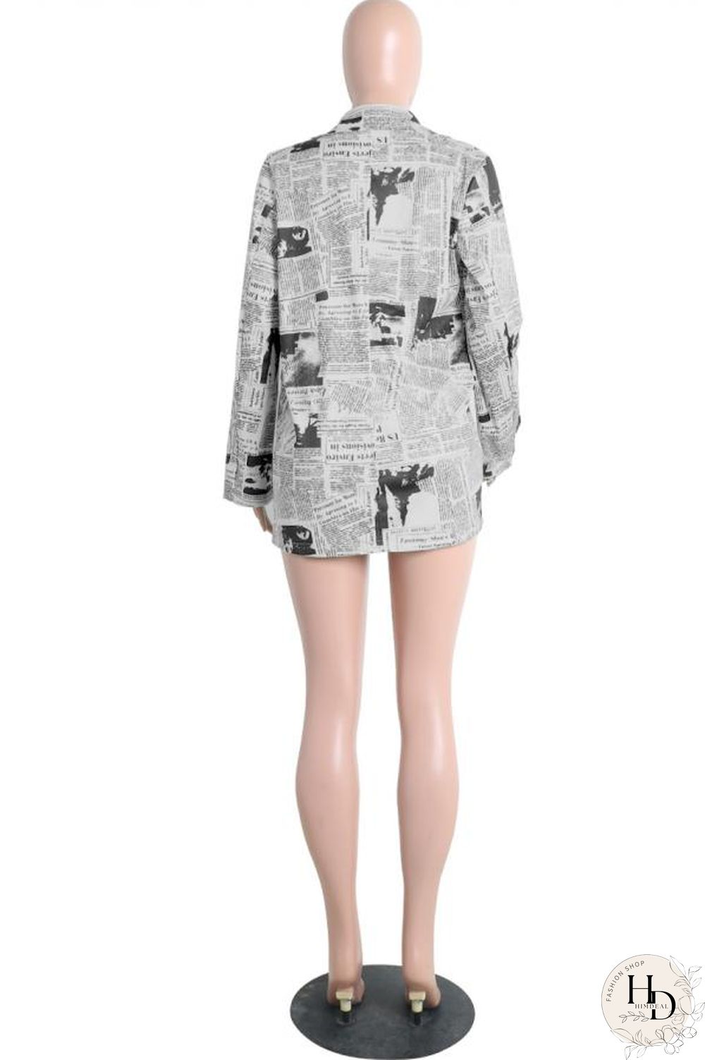 White cardigan Long Sleeve Solid Print Newspaper Blouses & Shirts