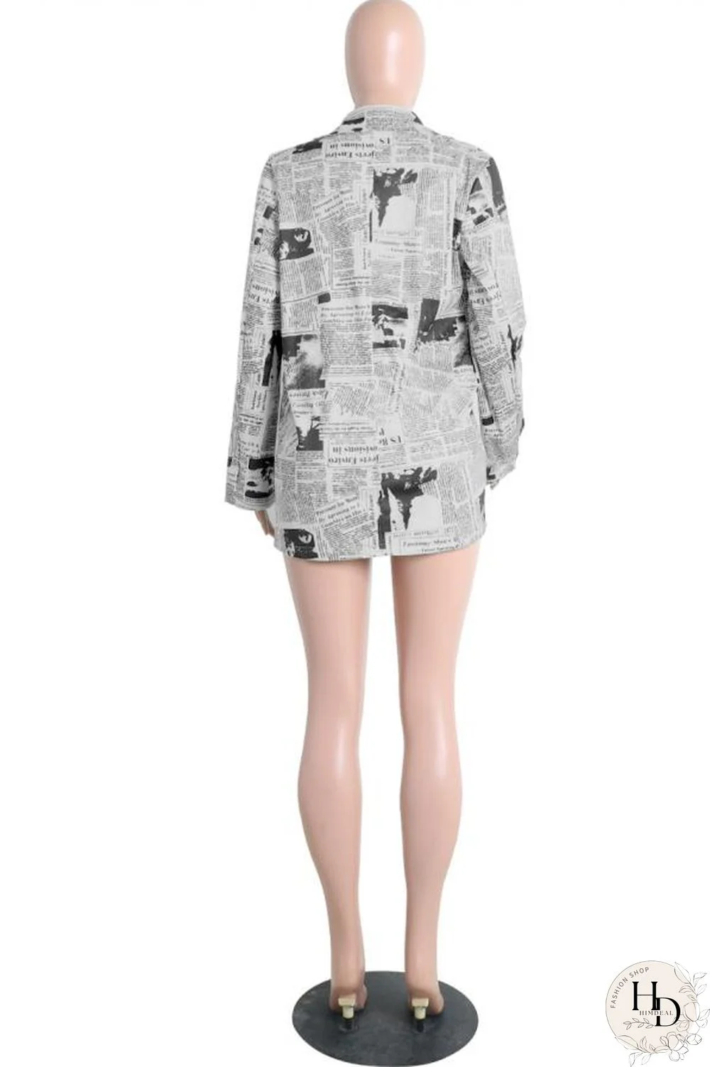 White cardigan Long Sleeve Solid Print Newspaper Blouses & Shirts