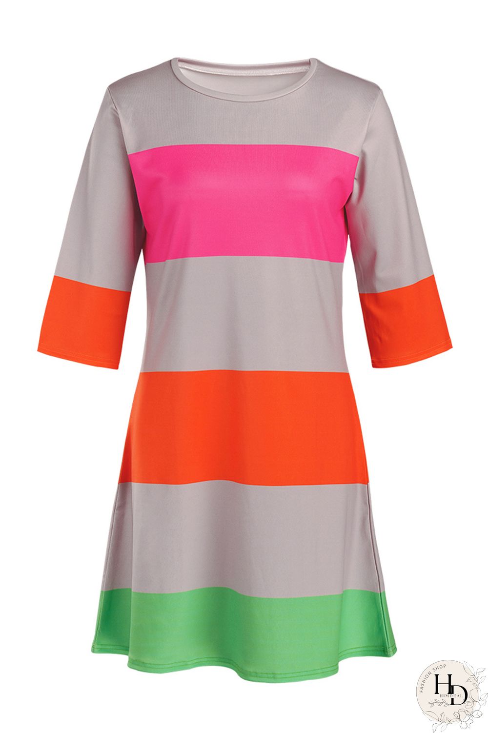 Colorful Fashion Casual Striped Printed Loose Dress