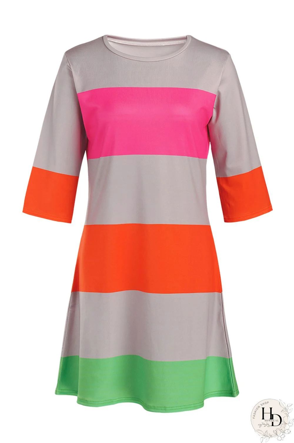 Colorful Fashion Casual Striped Printed Loose Dress