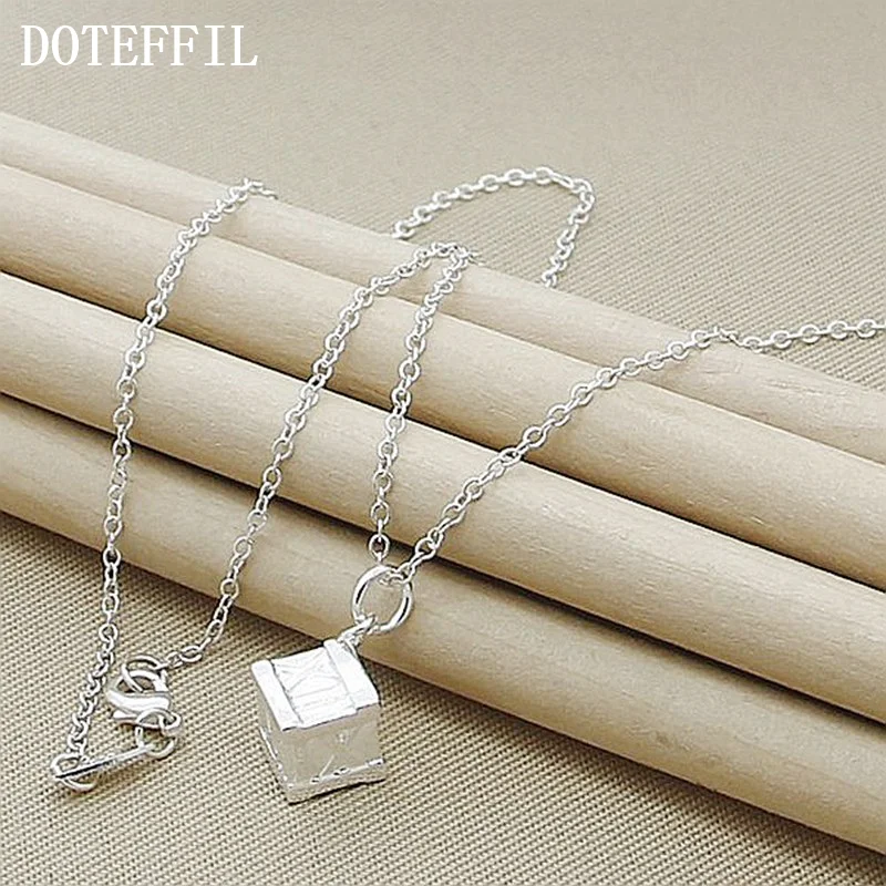 DOTEFFIL 925 Sterling Silver 18 Inch Chain Roman Numerals Pendant Necklace For Women Jewelry