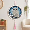 Kit de peinture en perles maison pour hibou avec cadre rond et pompon de 9,25x9,25 pouces kits d&rsquo;art pour peinture en perles pour adultes d&eacute;butants d&eacute;coration murale