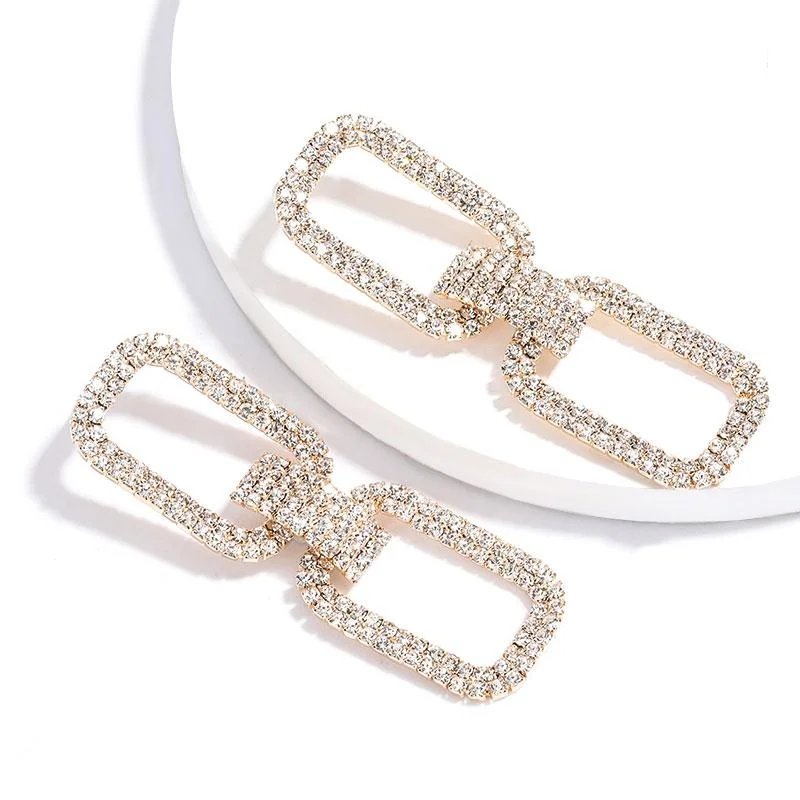Shiny Rhinestone Earrings Women's Jewelry