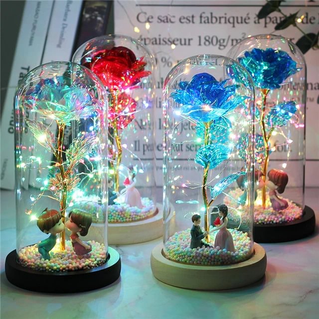 Galaxy Rose Led Fairy Lamp |  Rose Gold Flower |Galaxy Rose Glass - vzzhome