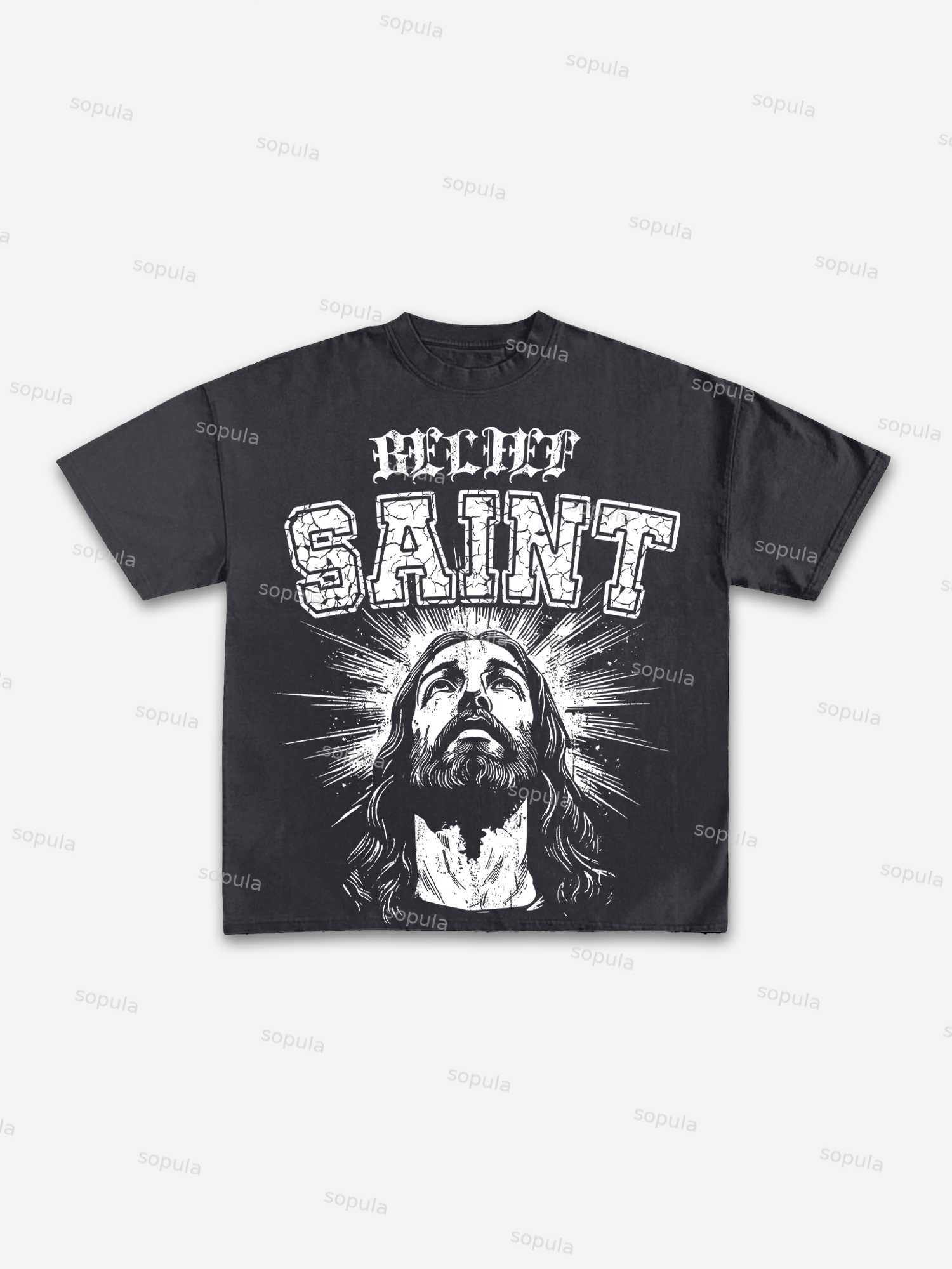 God Graphic Belief Saint Print Cotton T-shirt - Sopula｜Premium Graphic Tees & Graphic Clothing