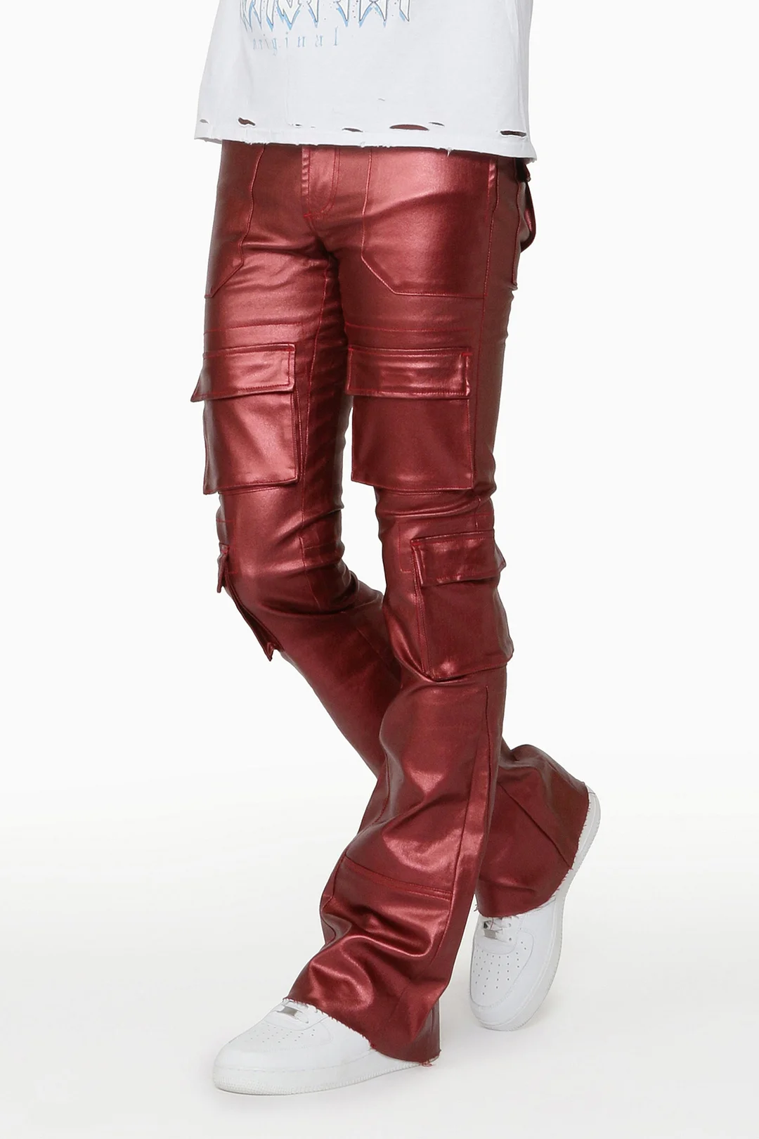 Rancid Burgundy Coated Flare Jean