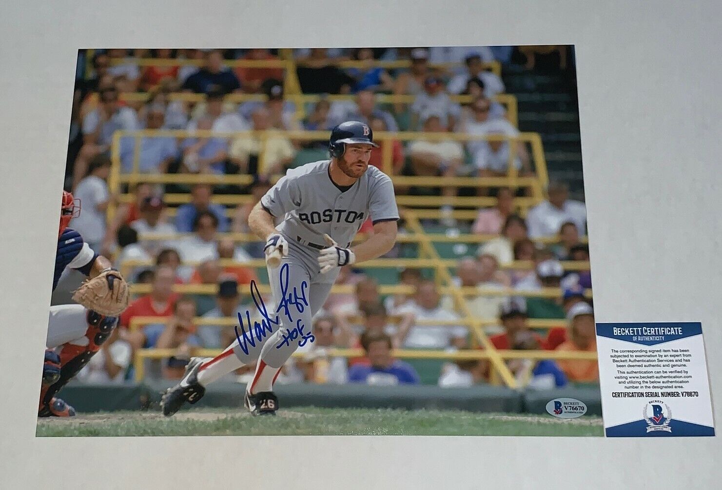 Wade Boggs signed Boston Red Sox 11x14 Photo Poster painting W/ HOF Inscription BAS Beckett