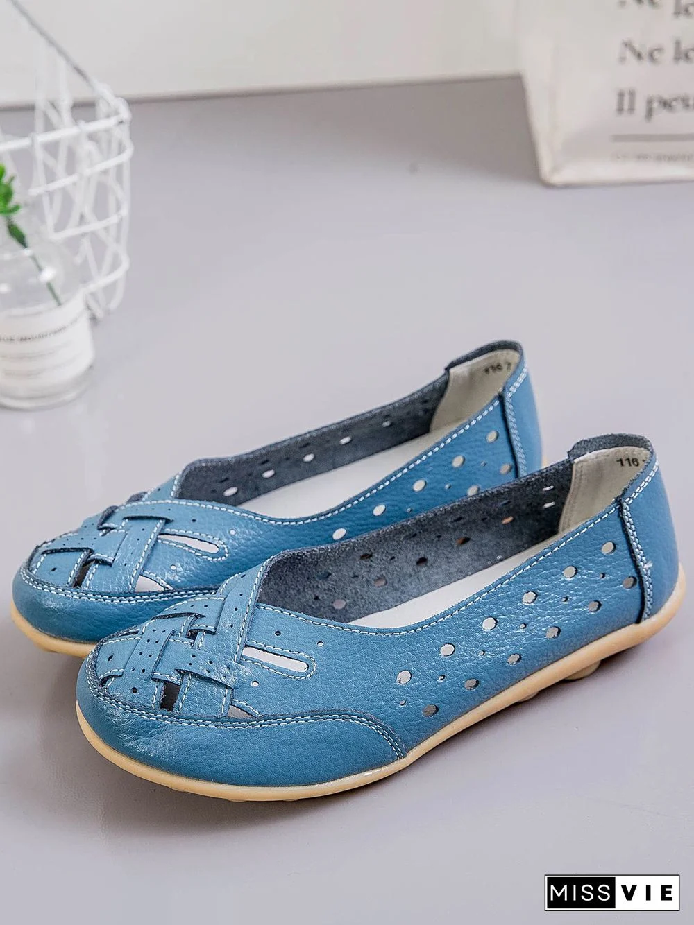Hollow Leather Soft Sole Shoes