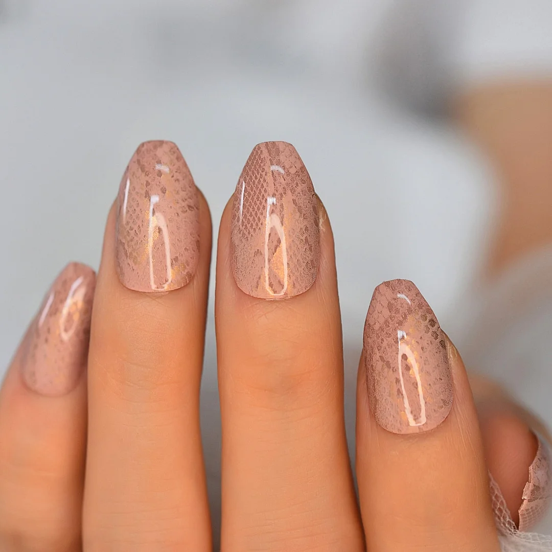 Ballerina Blue Fake Nails Coffin Short Medium Gliter Line Holo False Artificial Nails Press On Glossy Acrylic Nails Tips-Nail Inspo