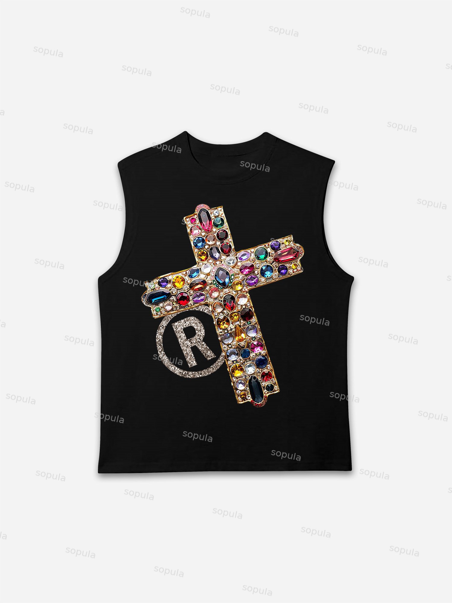 Diamond Cross Graphic Print Tank Top - Sopula｜Premium Graphic Tees & Graphic Clothing