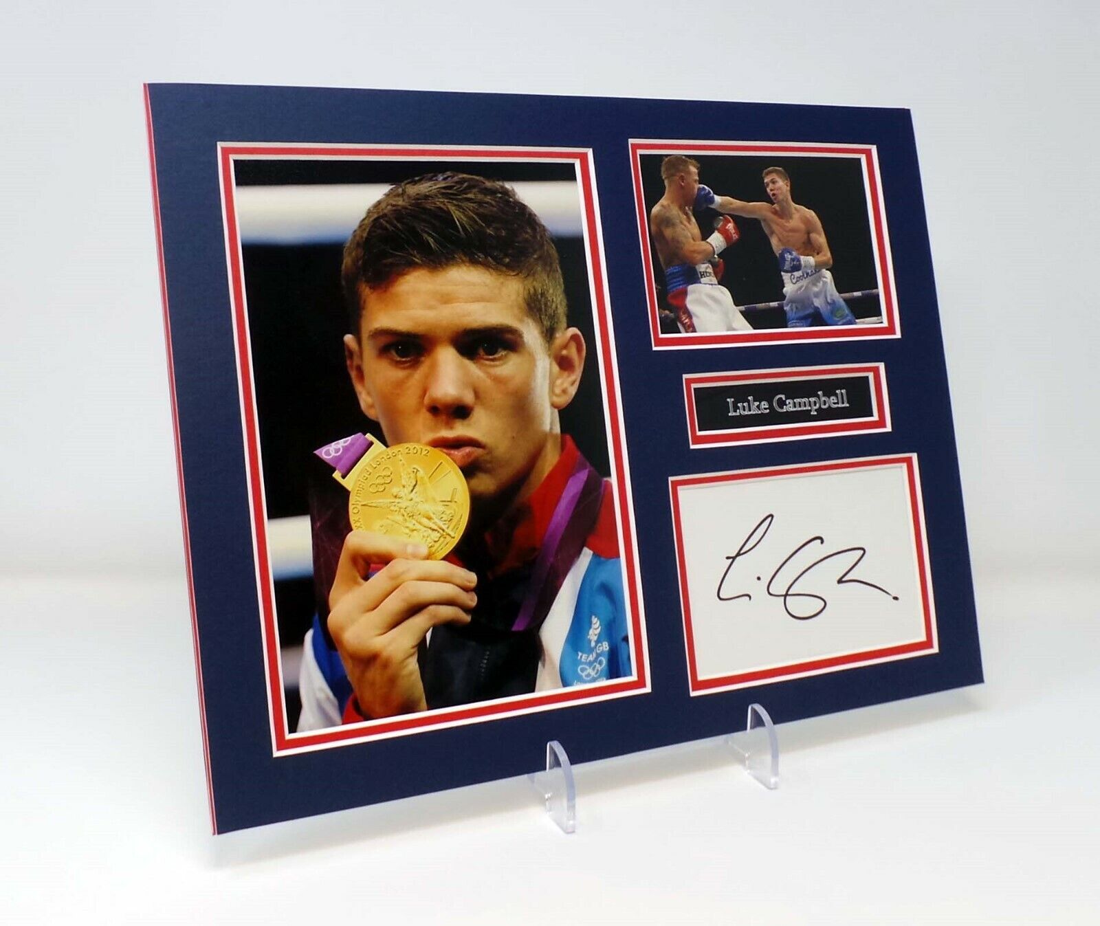 Josh CAMPBELL Signed Mounted Photo Poster painting Display AFTAL 2012 Gold Medal Winning Boxer