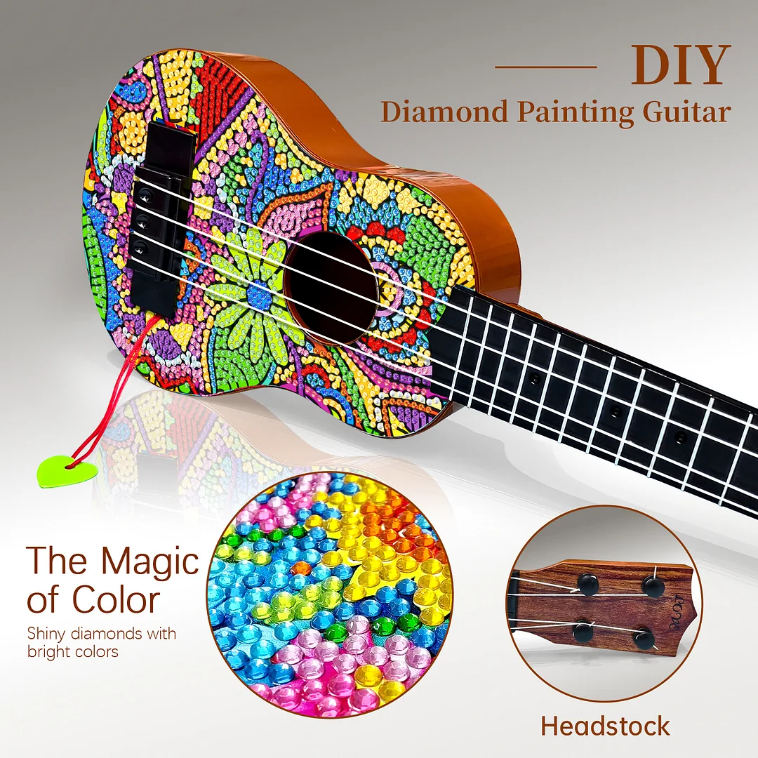 DIY Wooden Guitar Diamond Art Ornament Unique Gifts for Musicians (Flowerbed)