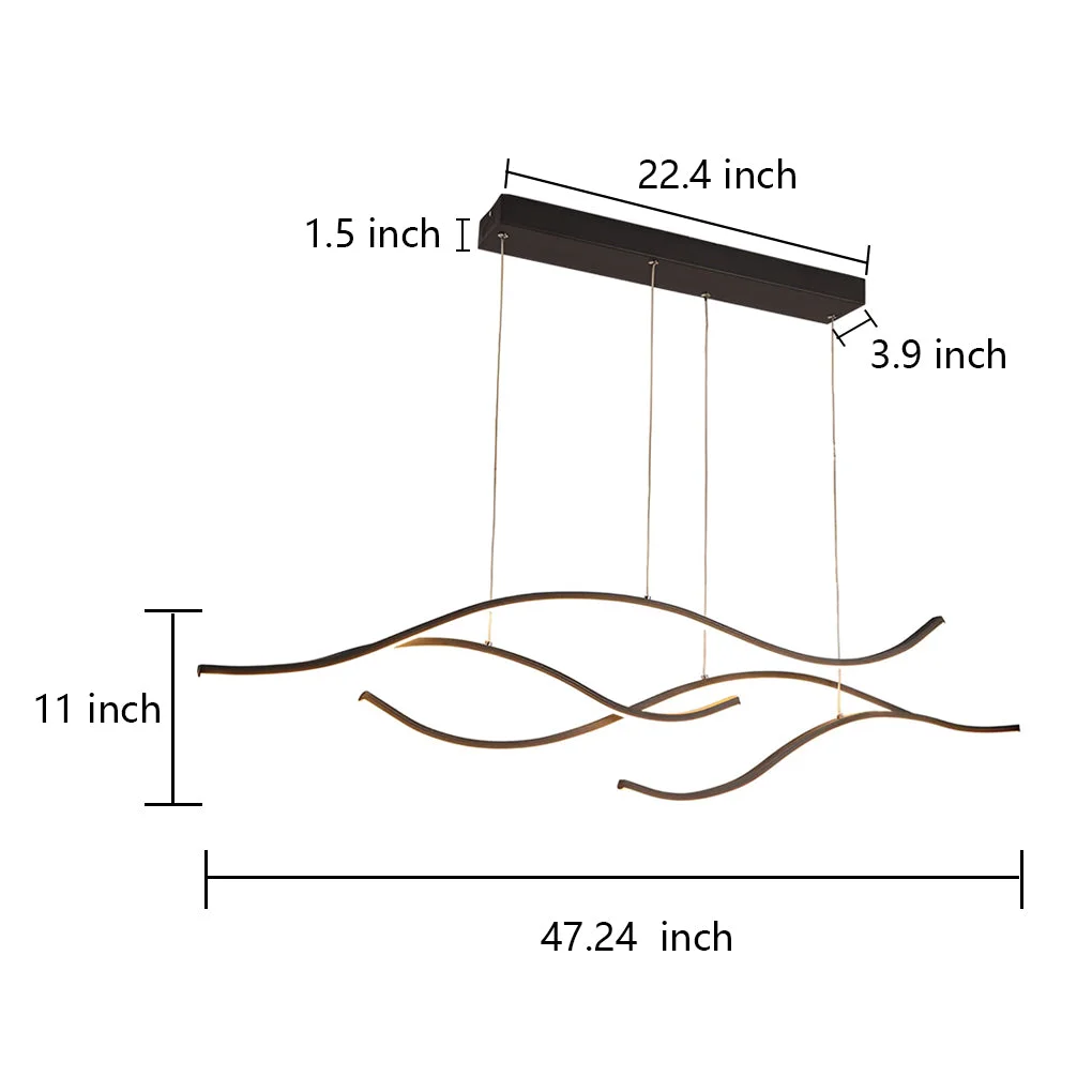 Contemporary Waves Shaped Island Chandelier Dining Room