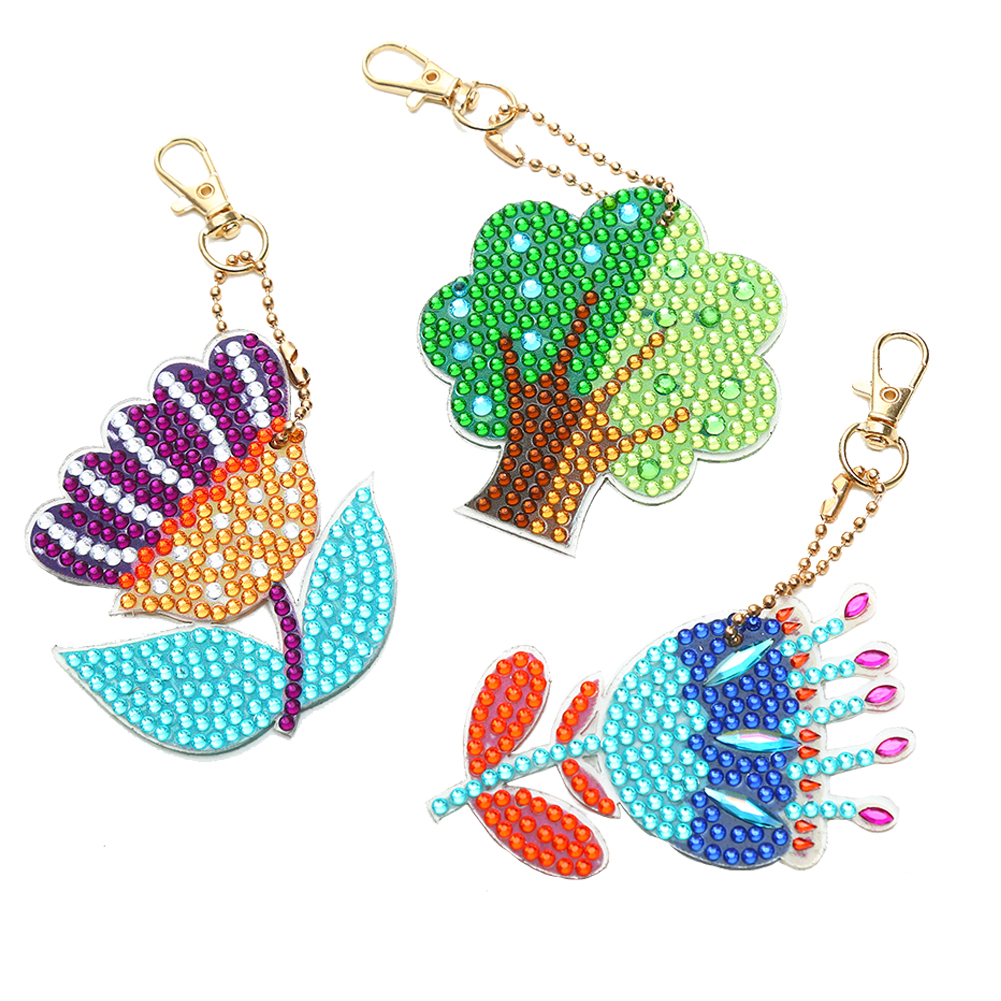 

3pcs Green Tree - 5D DIY Craft Keychain, 501 Original