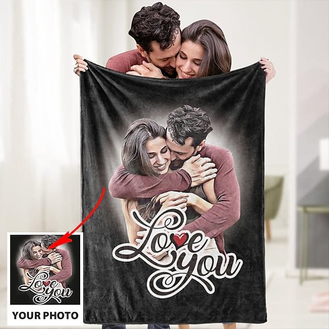 Personalized Wool Blanket – Custom Valentine's Day Gift with Names and Dates