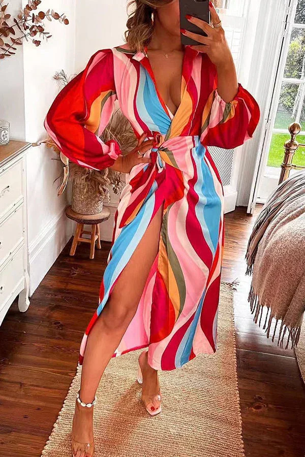 All The Beauty Printed Midi Wrap Dress
