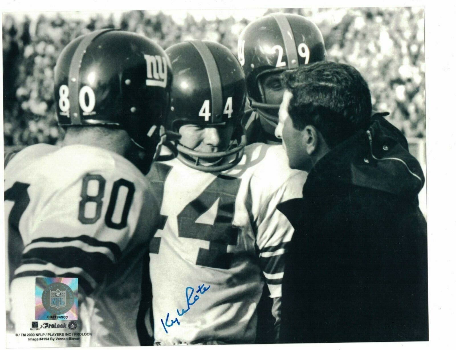 Kyle Rote New York Giants HOF Signed 8 x 10