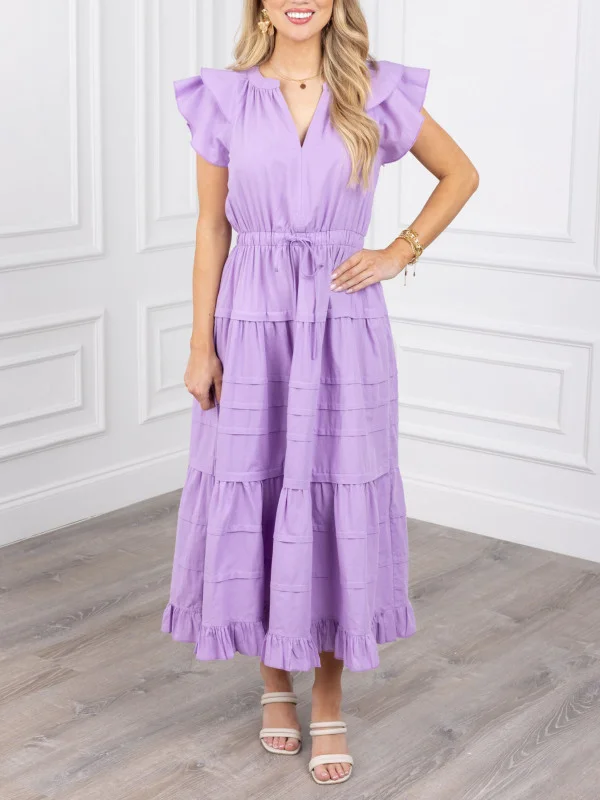 Ruffle V-Neck Maxi Dress