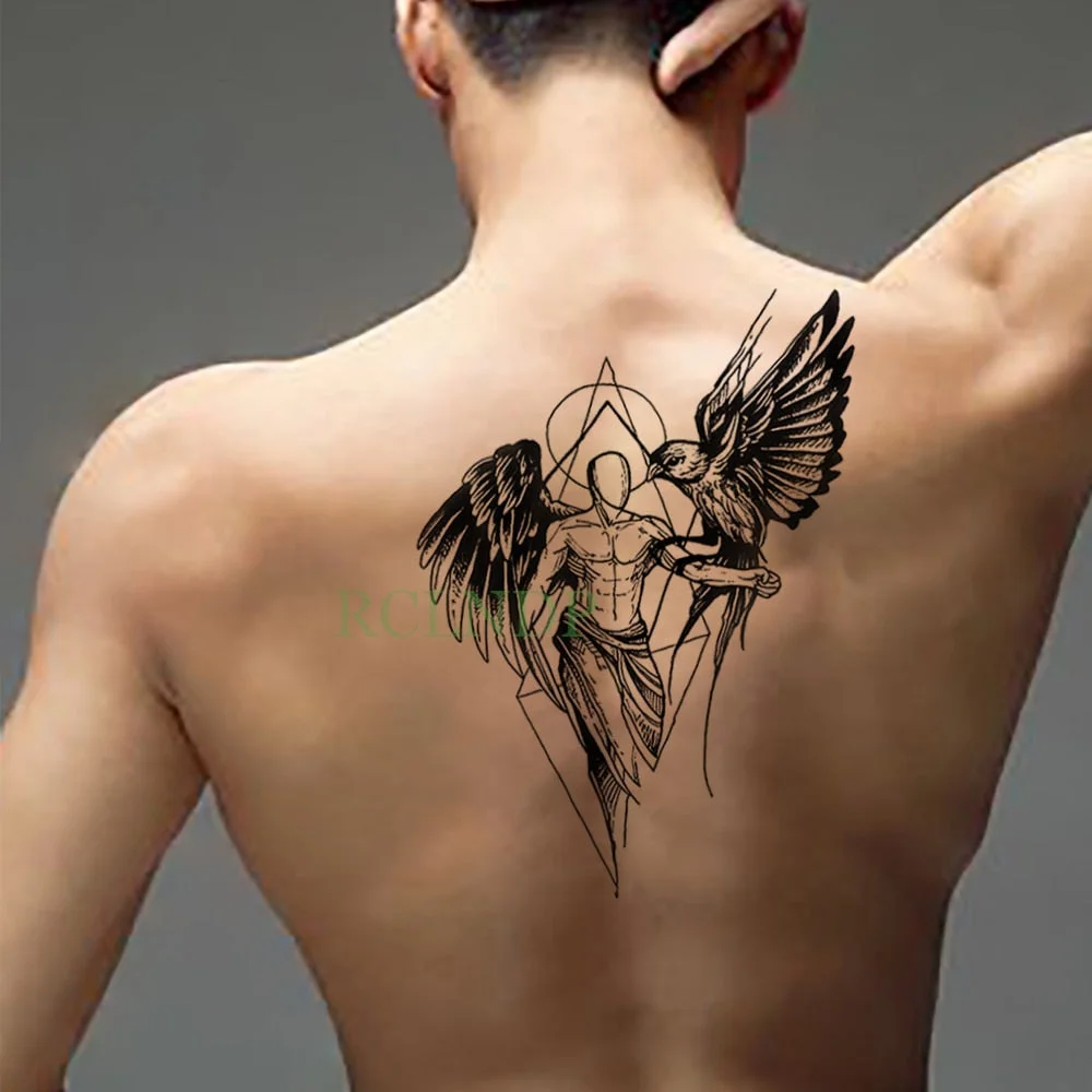 Waterproof Temporary Tattoo Sticker cool eagle wing angel Fake Tatto Flash Tatoo Lucifer Abdomen Arm tatouage for Girl Woman Man