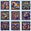 Bunte Tiere - Rundbohrer Diamantmalerei - 30*30cm
