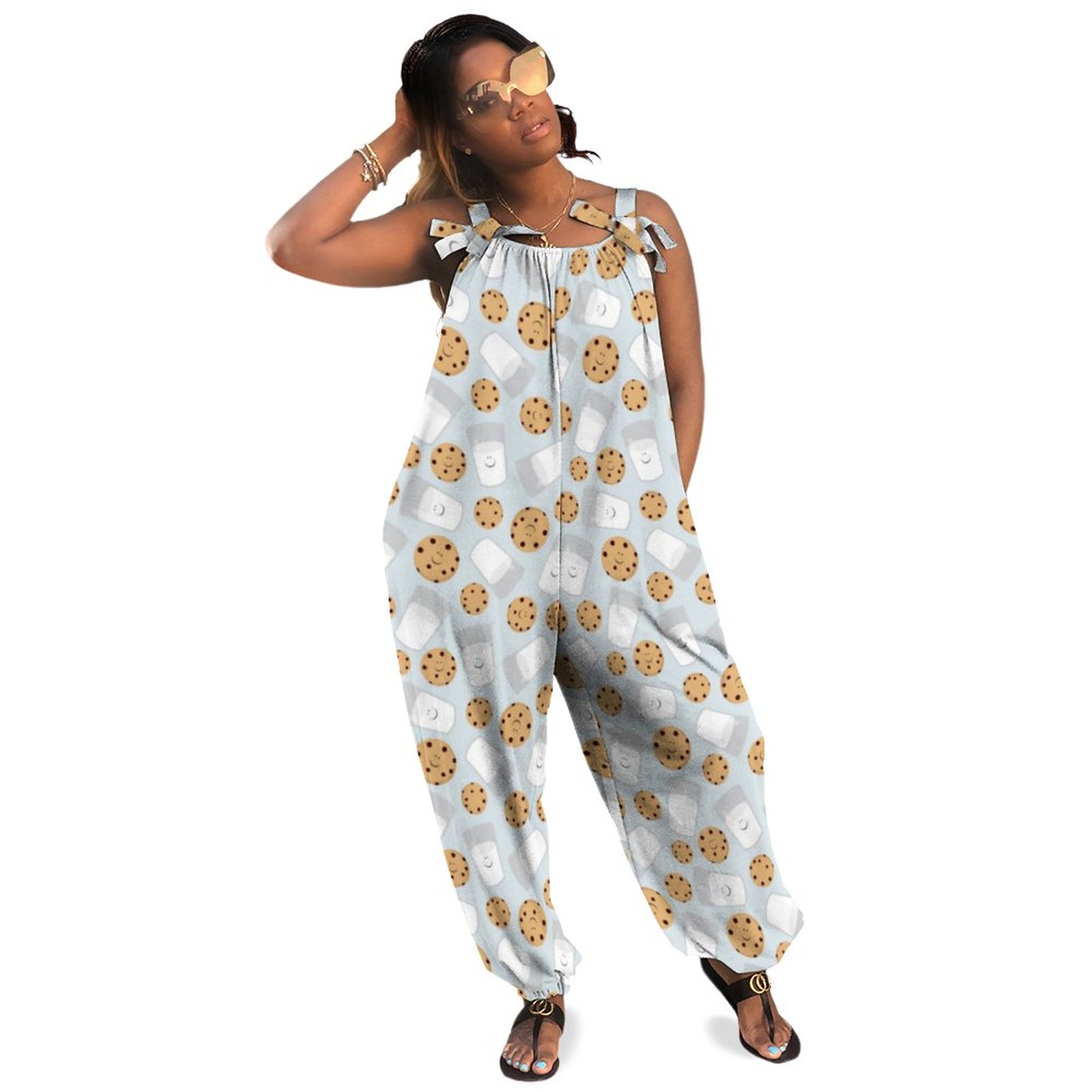 Happy Milk And Cookies Pale Blue Boho Vintage Loose Overall Corset Jumpsuit Without Top