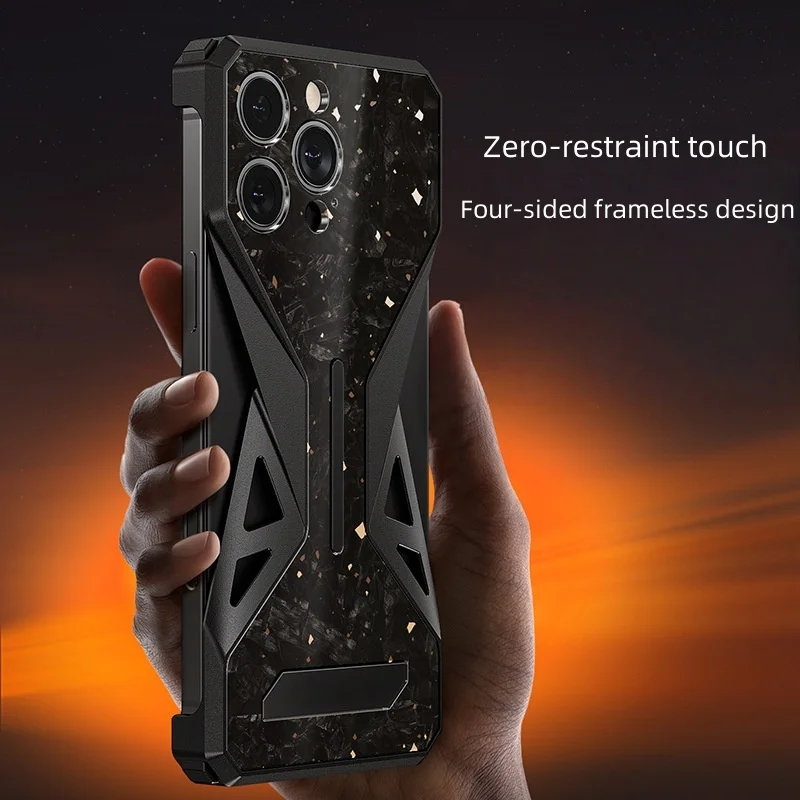 Aluminum Alloy Cross-Border Suitable For Apple 16Promax Mobile Phone Case New Forged Carbon Fiber Metal High-End Protective Case