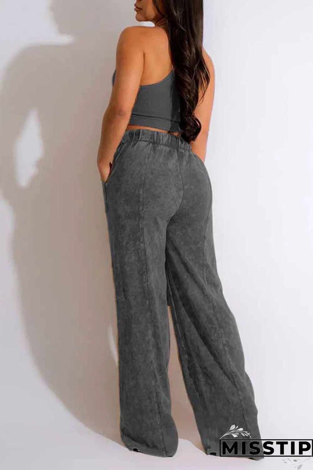 Blue Casual Solid Patchwork O Neck Sleeveless Two Pieces