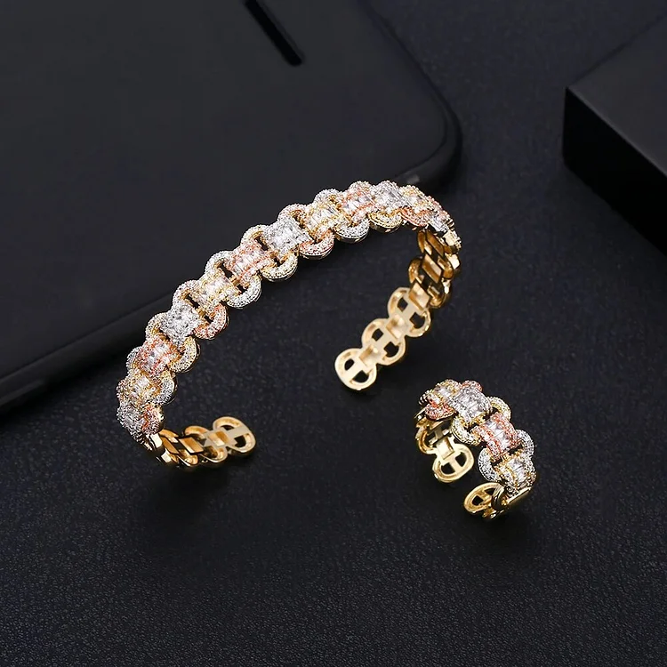 Luxury leaf shape Bangle Ring Sets Fashion Dubai Silver Bridal Jewelry Sets For Women Wedding brincos para as mulheres