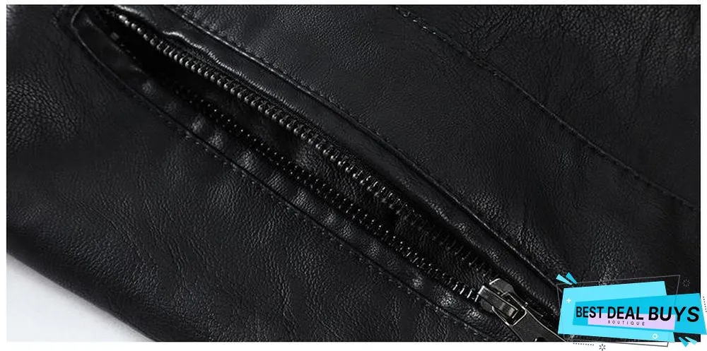 Men's Casual Zipper Pu Leather Jacket Motorcycle Leather Jacket Men Leisure Clothing Men's Slim Leather Jacket