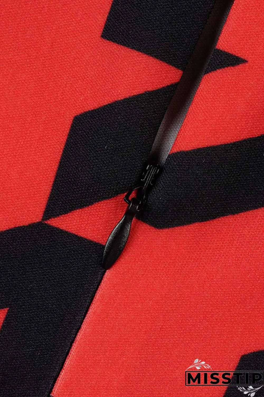 Red Casual Print Basic Half A Turtleneck Sleeveless Dress Plus Size Two Pieces