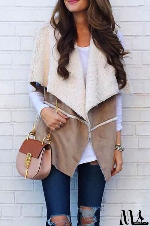 MidiSono - Lapel Faux Fur Vest