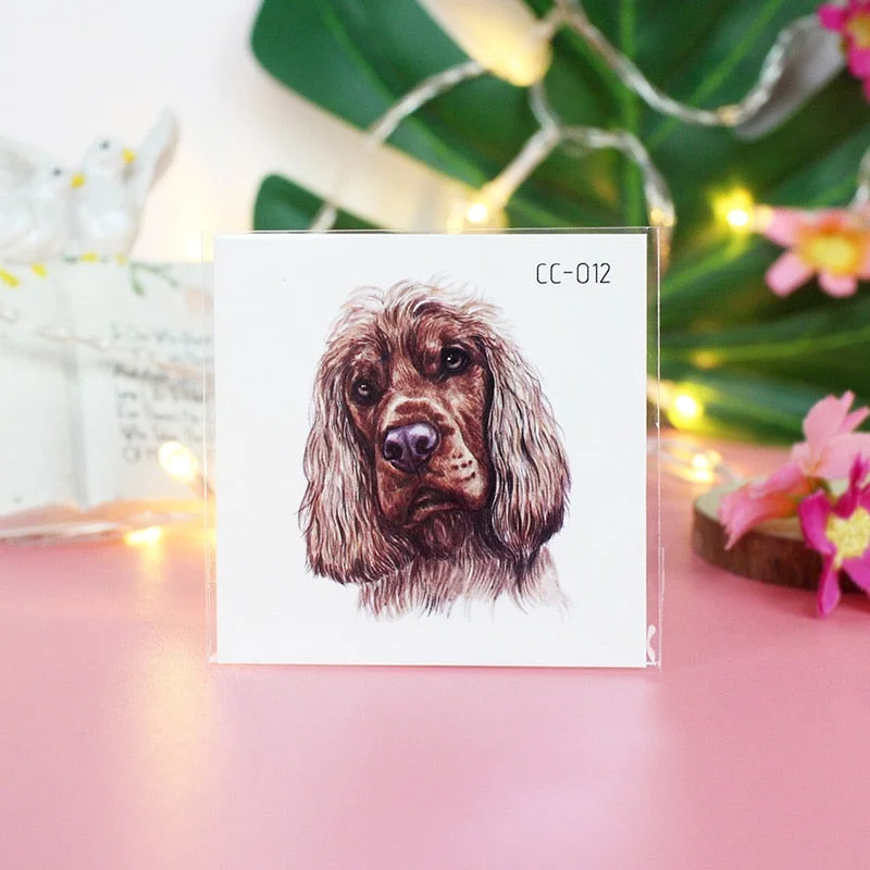 Cartoon Cat and Dog Face Stickers Tattoo Stickers Waterproof Girl/Child Cute Makeup Stickers Small Tattoo Pet Temporary Tattoos