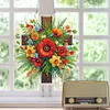 (US Only)Cross Poppy Theme 2D Flat DIY Diamond Art Pendant Wall Decor for Home & Windows