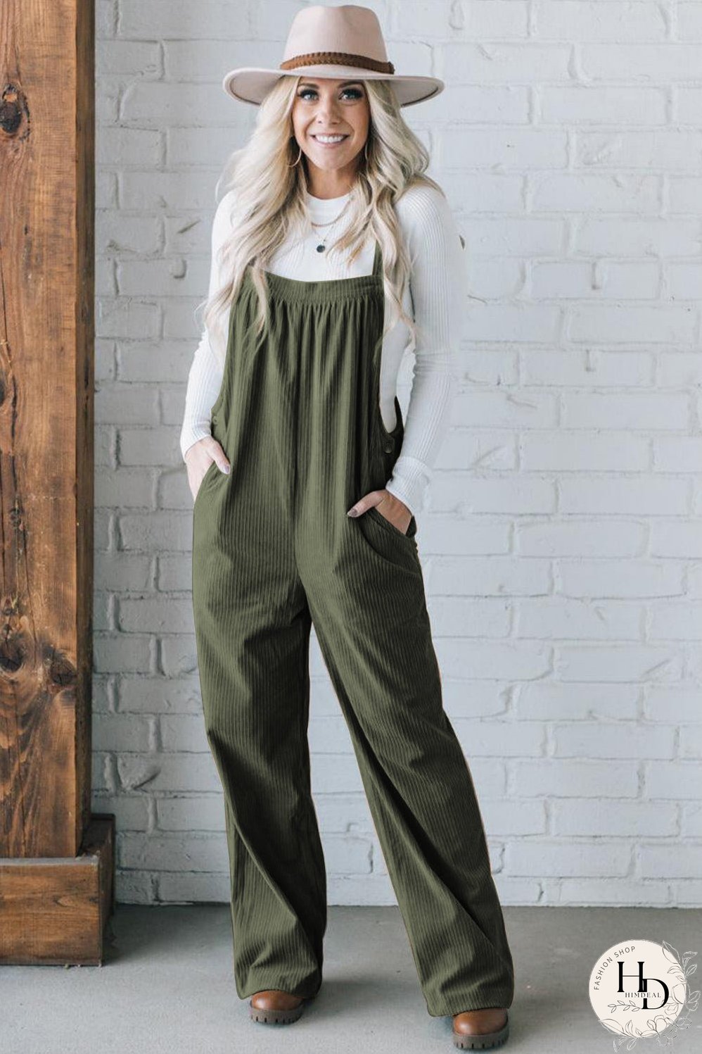 Striped Corduroy Jumpsuit