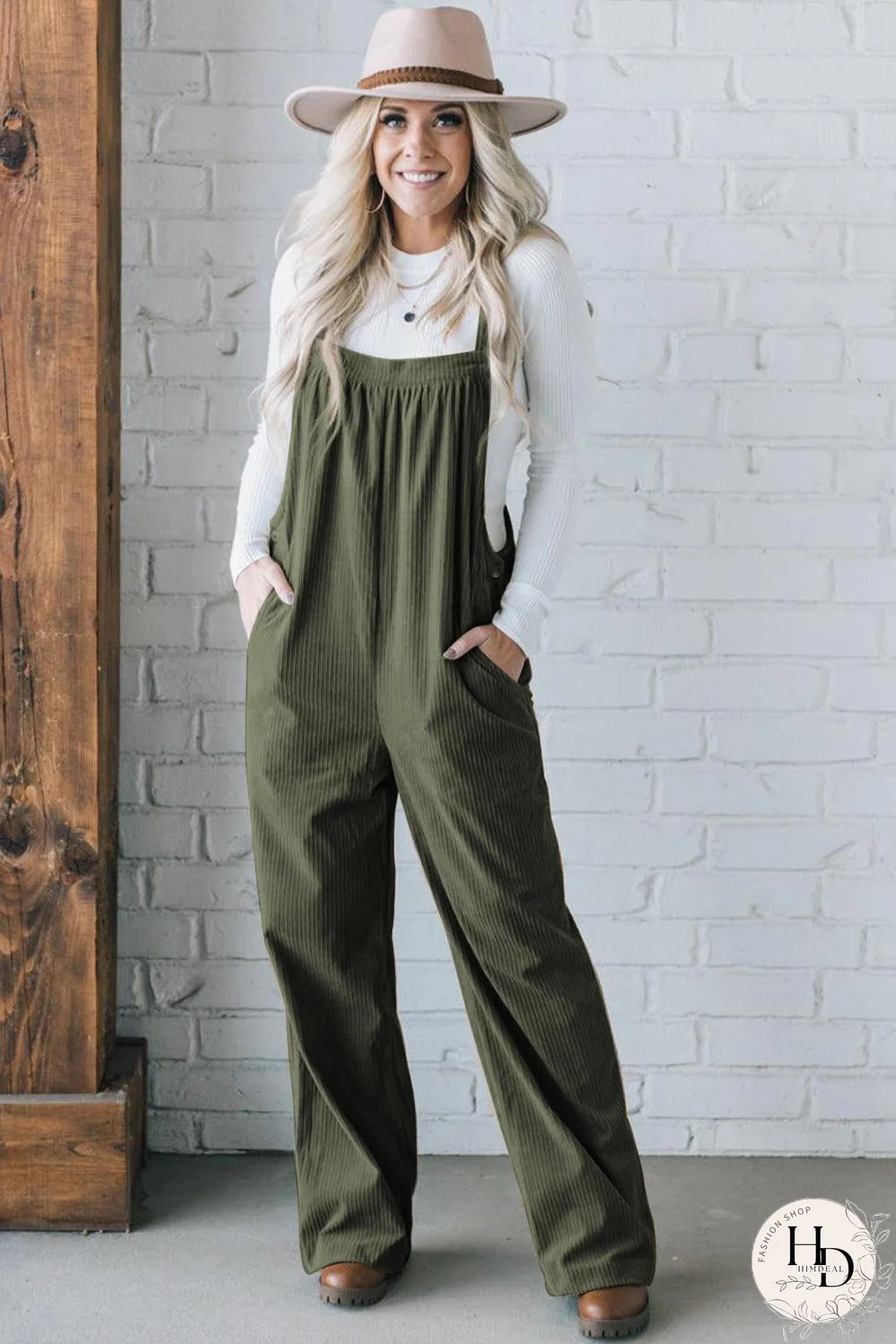 Striped Corduroy Jumpsuit