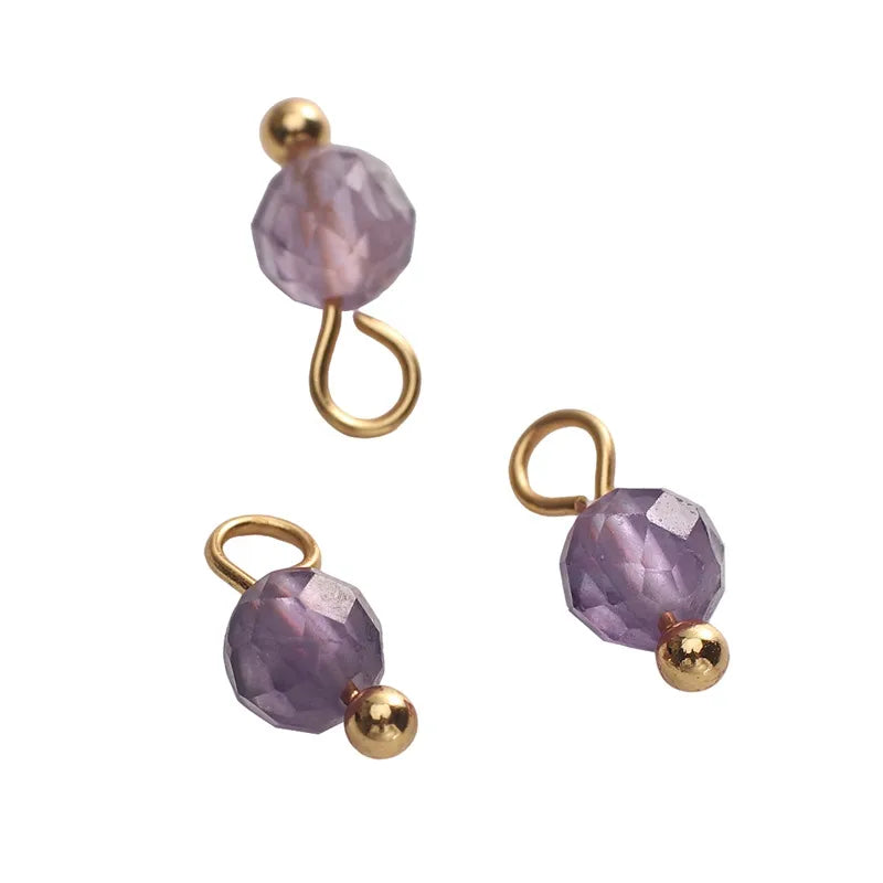 5 PCS/Package Diameter 3mm Diameter 4mm Hole 1~1.9mm Alloy Natural Stone Geometric Pendant Jewelry Accessories