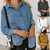 Chemise en jean &agrave; manches longues pour femme