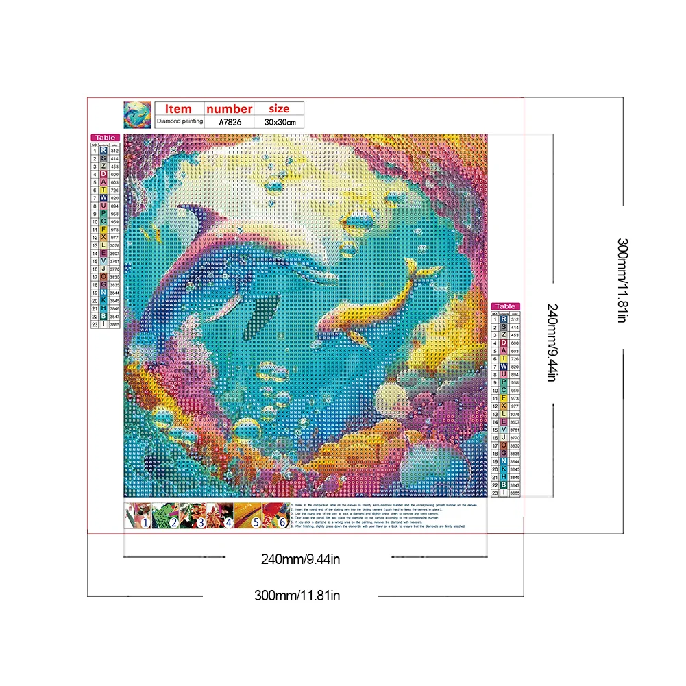 Diamond Painting - Full Round Drill - Dolphin(Canvas|30*30cm)