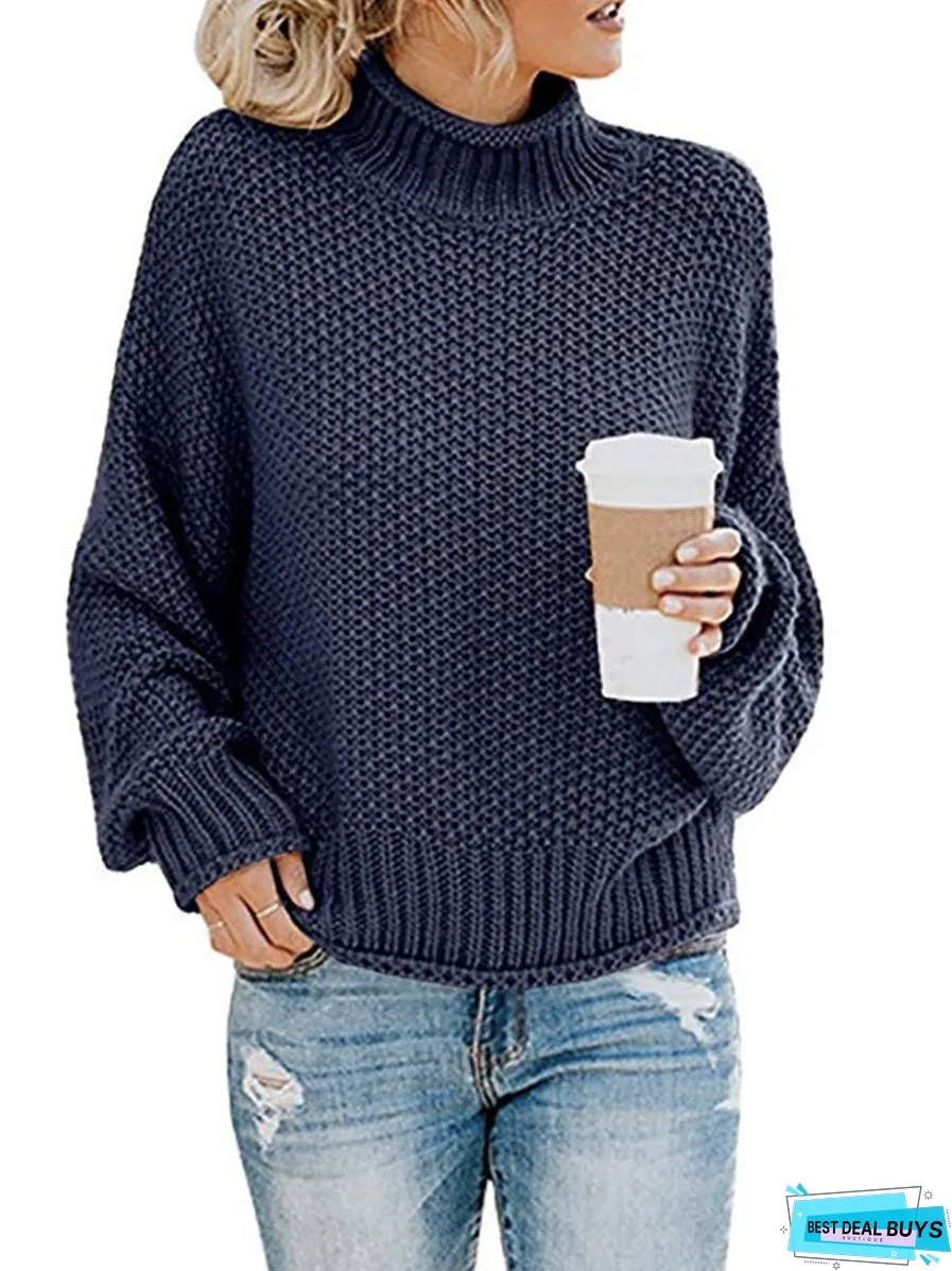Turtleneck Dropped Shoulder Sweater