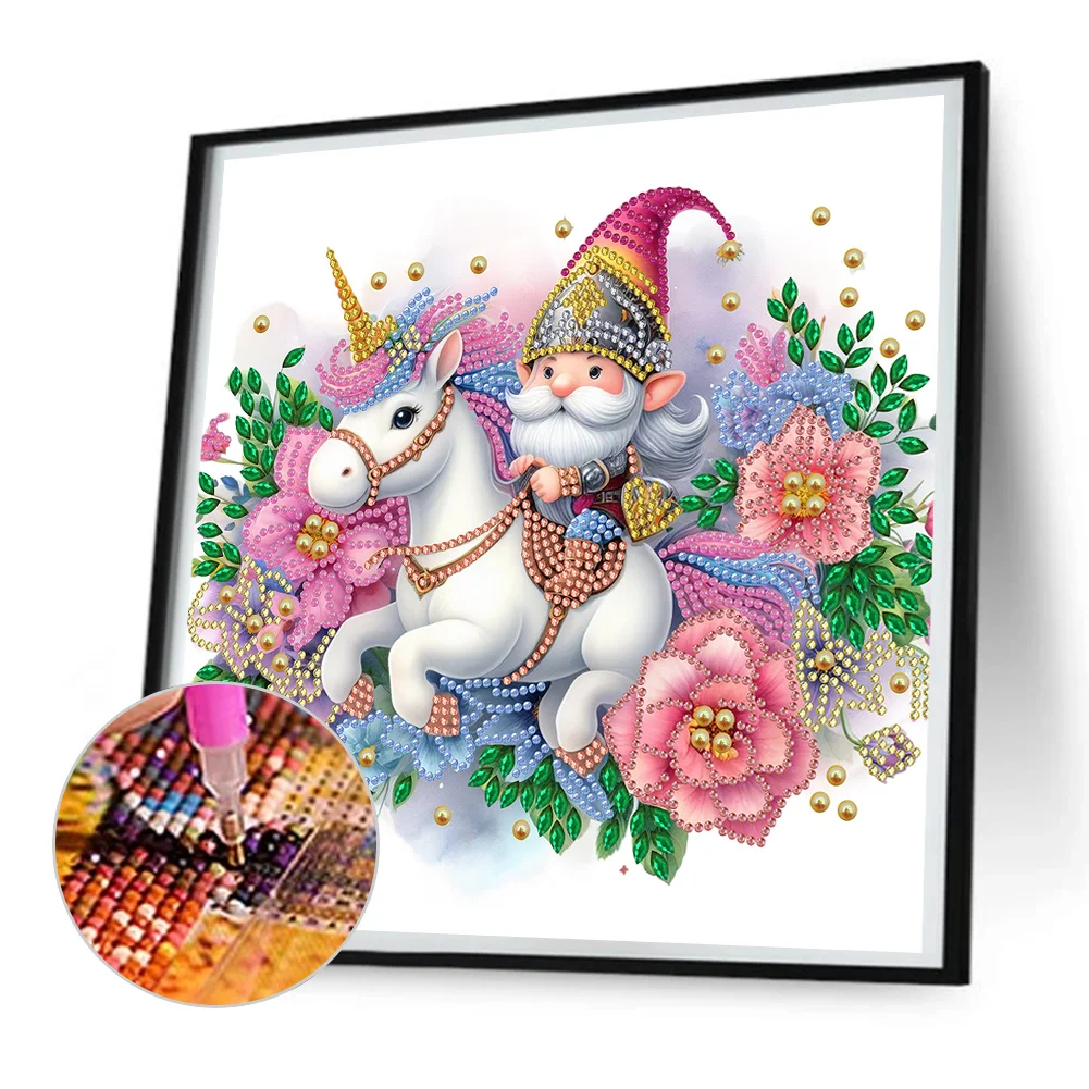 Diamond Painting - Partial Special Shaped Drill - Unicorn Gnome(Canvas|30*30cm)