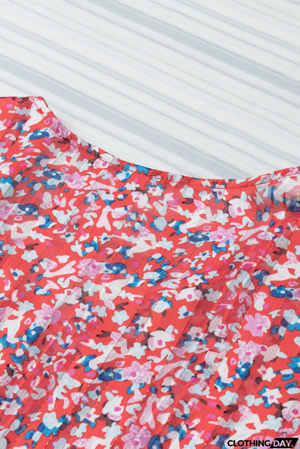 Printed V-Neck Tunic Blouse