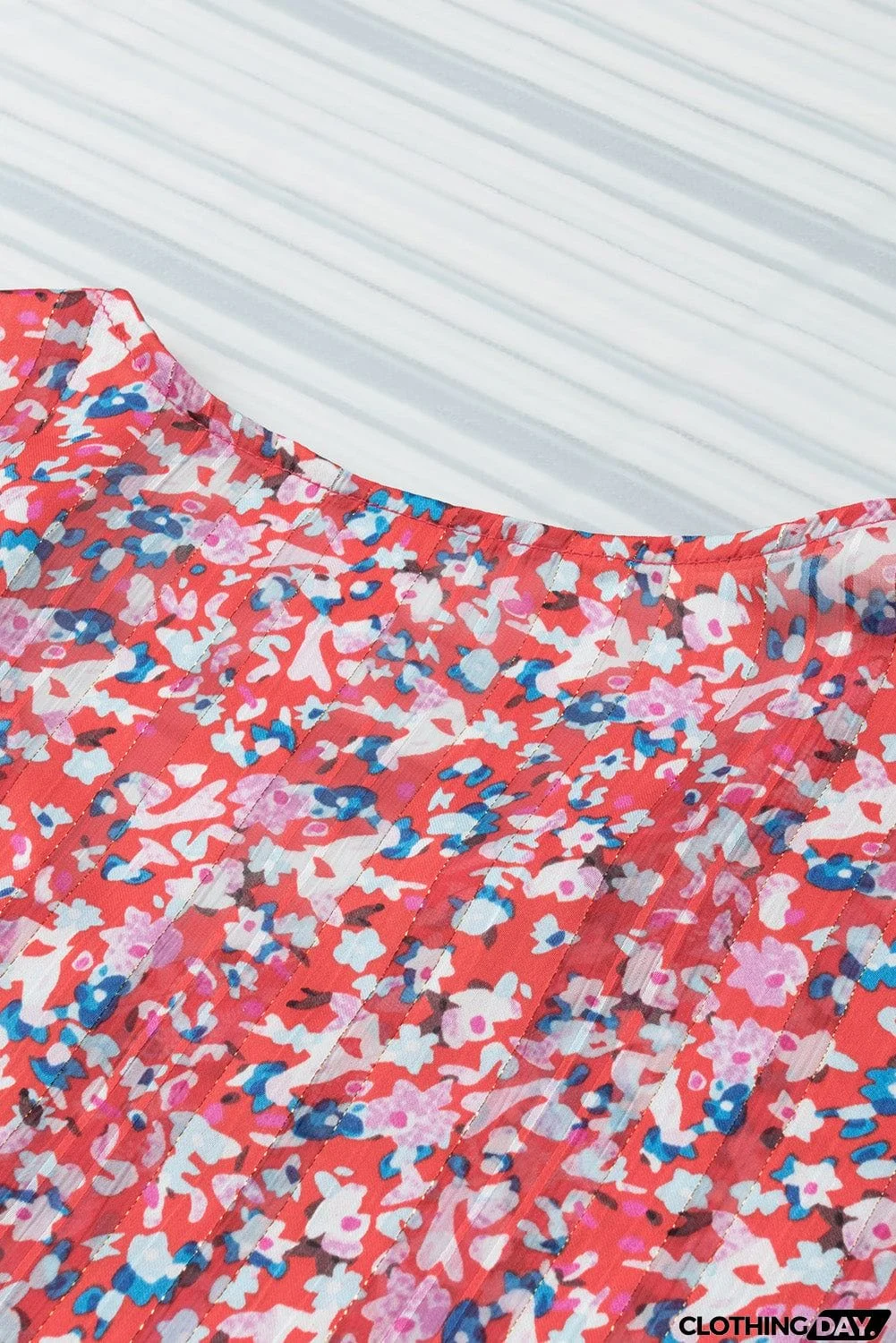 Printed V-Neck Tunic Blouse