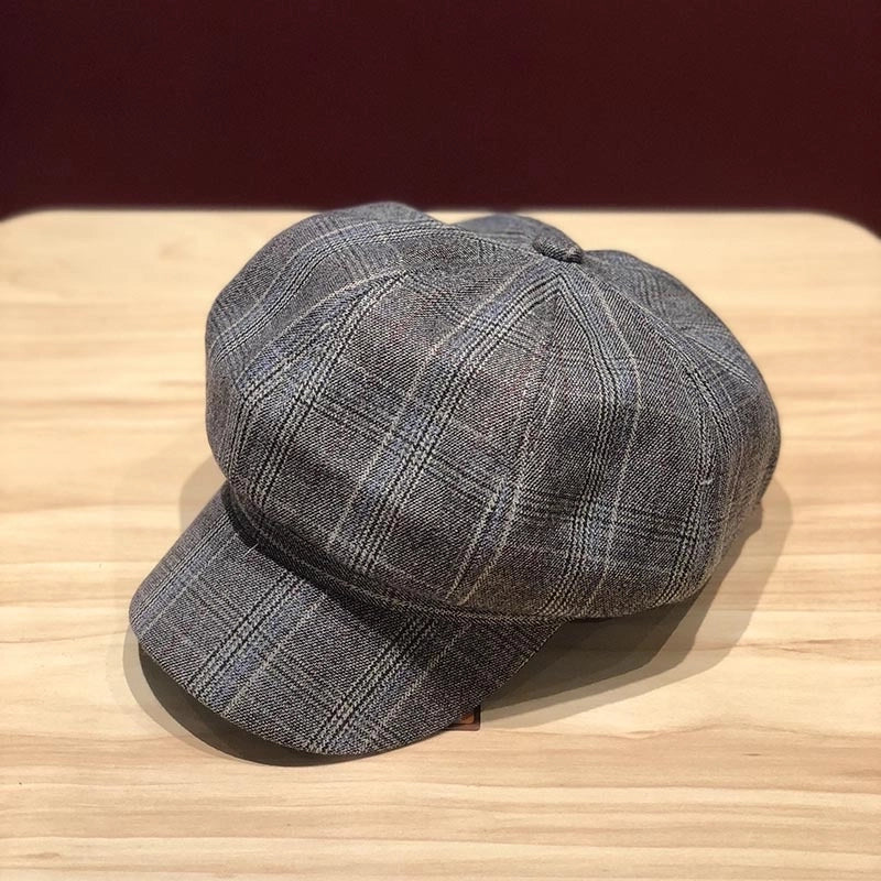 Women’s Lady Plaid Curved Eaves Newsboy Cap