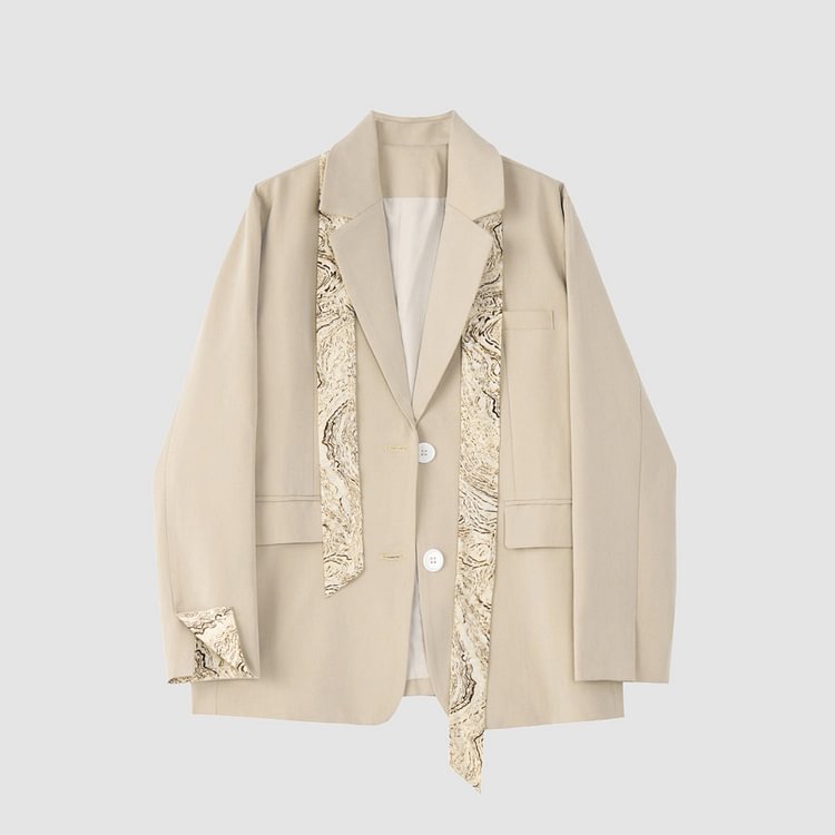 The Supermade Silk Scarf  Solid Color Blazer -1198