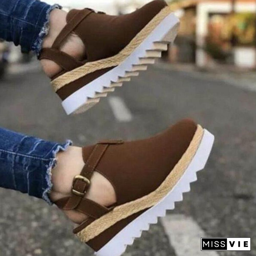 Womens Sport Shoes-Thick Bottom-Solid Ladies-Vulcanized Sneakers-Casual Wedges
