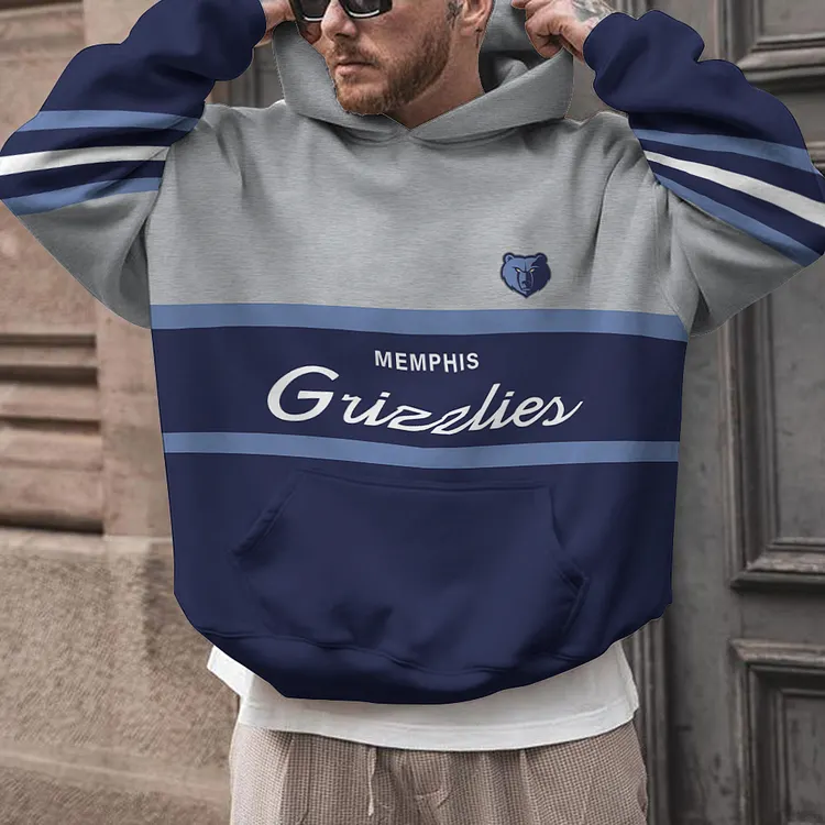 Memphis Grizzlies Printed Hooded Pocket Pullover Hoodie