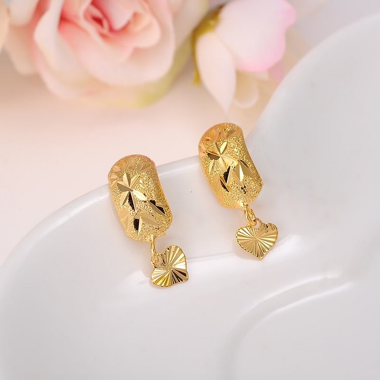 24k 1 pairs  Ethiopian/Nigeria/Kenya /Ghana Yellow Gold color  Dubai Earrings