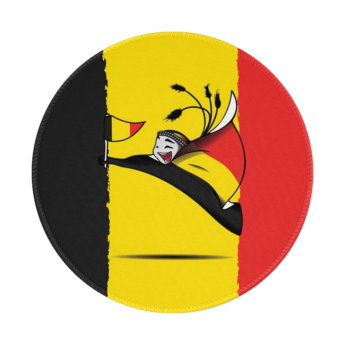 Belgium World Cup 2022 Mascot Waterproof Round Mouse Pad for Wireless Mouse