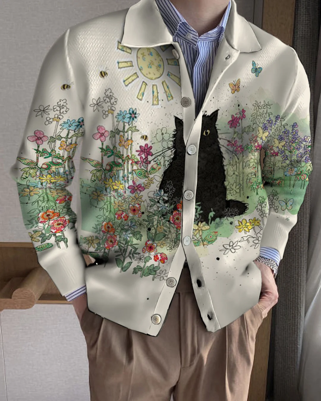 Men's Lapel Knitted Sweater Cardigan da3d