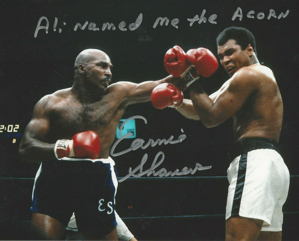 Ernie Shavers autographed 8x10 Jab action Photo Poster painting Ali Named me the Acorn added